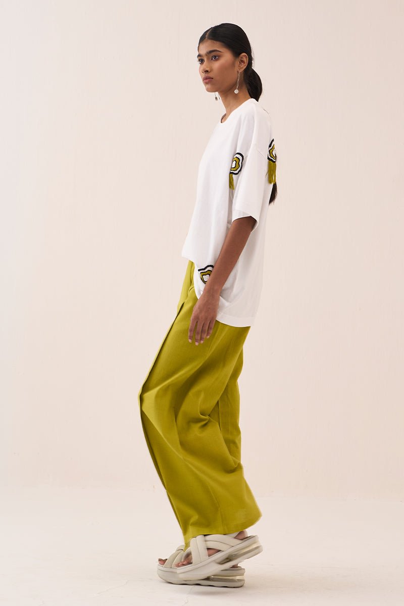 White Beaded Tshirt - Three Clothing