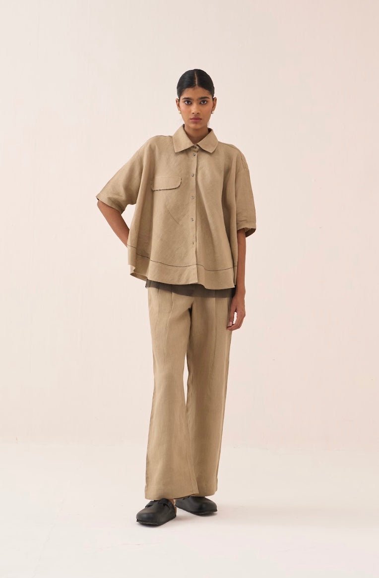 Wide Hem Shirt Co - Ord (Set Of 3) (Slip Included) - Three Clothing