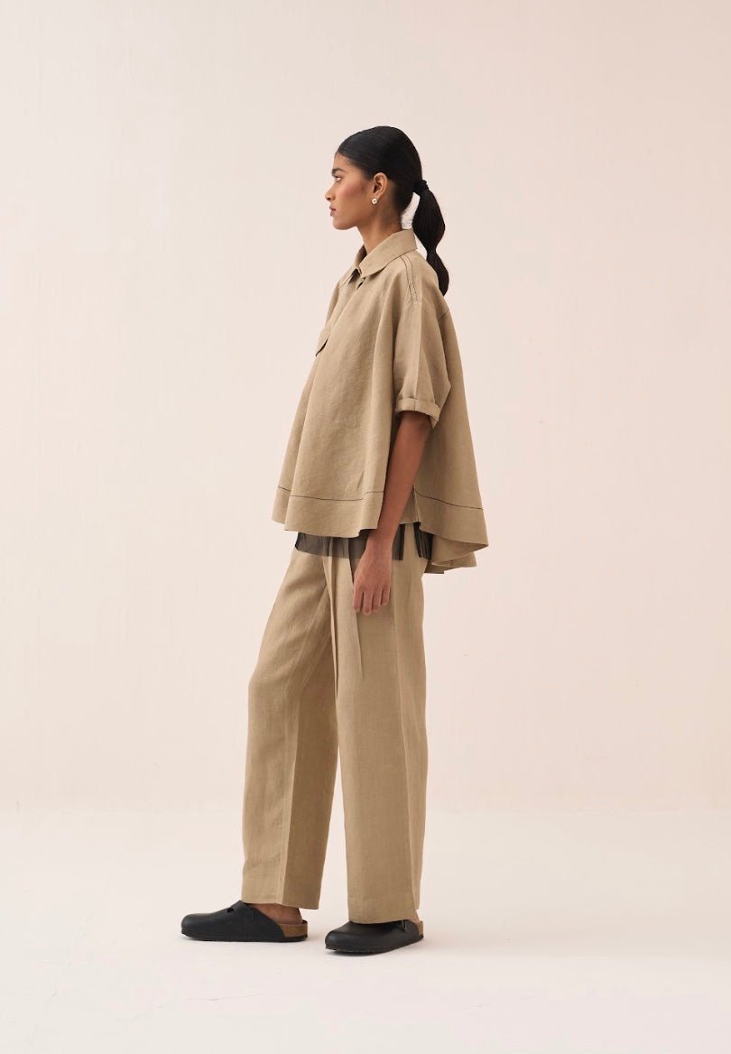 Wide Hem Shirt Co - Ord (Set Of 3) (Slip Included) - Three Clothing