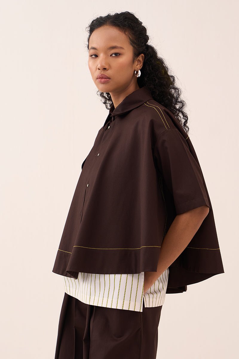 Wide Hem Shirt Co - Ord (Slip Included) (Set Of 2) - Three Clothing