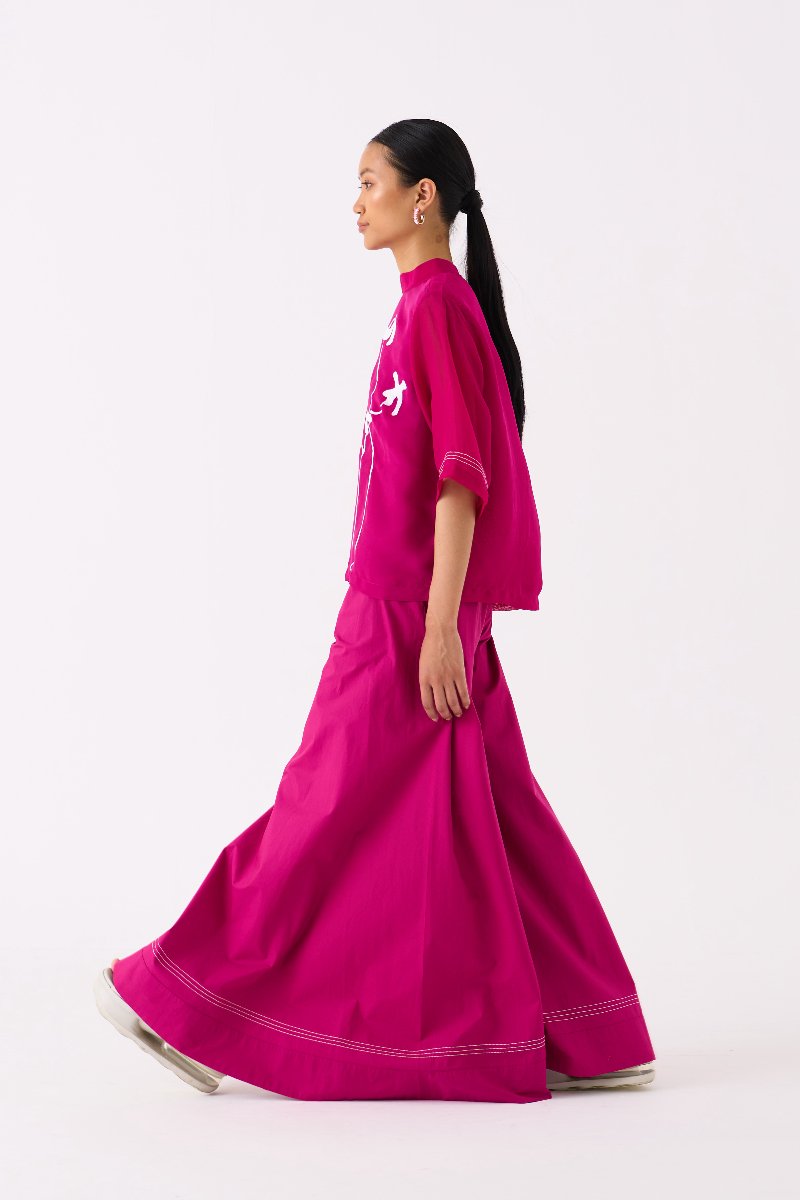 Wide Leg Broad Bottom Fuschia - Three