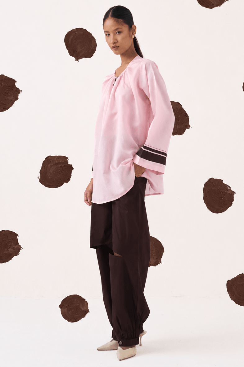 Wide Sleeve Gather Neck Co - ord (Included Slip) - Three Clothing