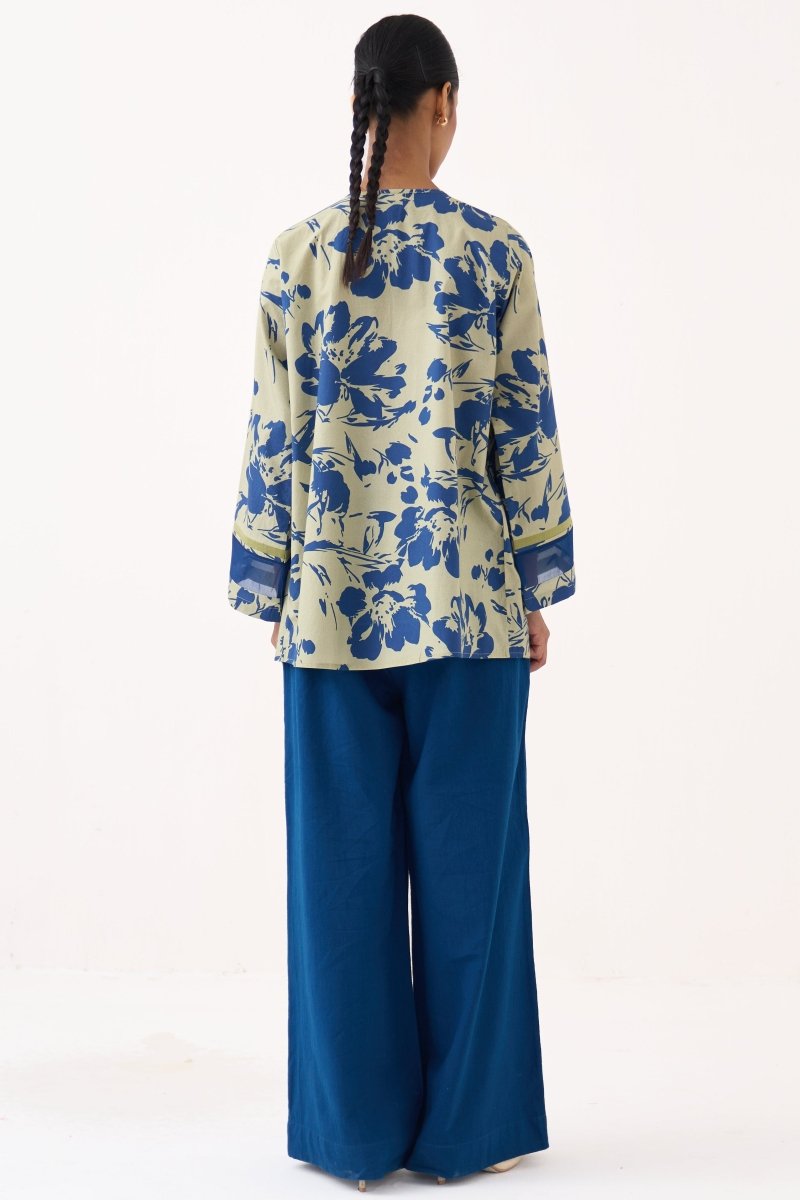 Wide Sleeve Gather Neck Top - Three Clothing