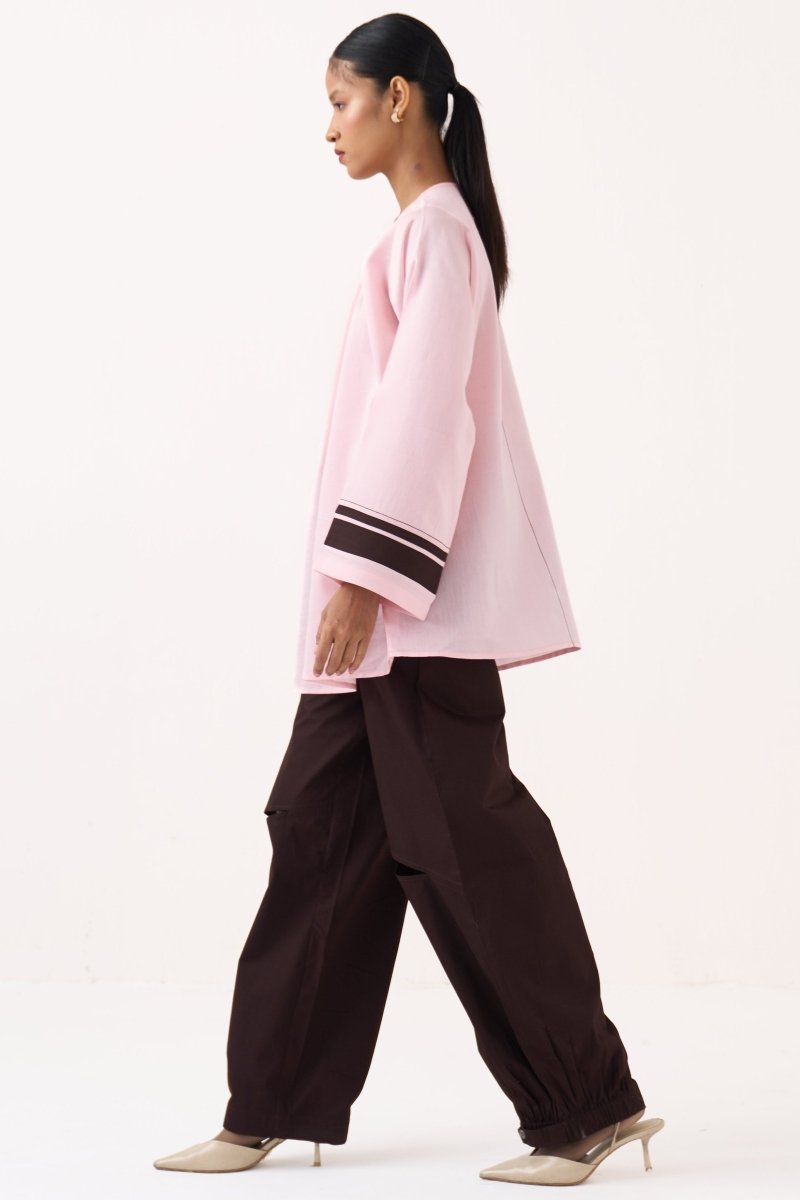 Wide Sleeve Gather Neck Top - Three Clothing