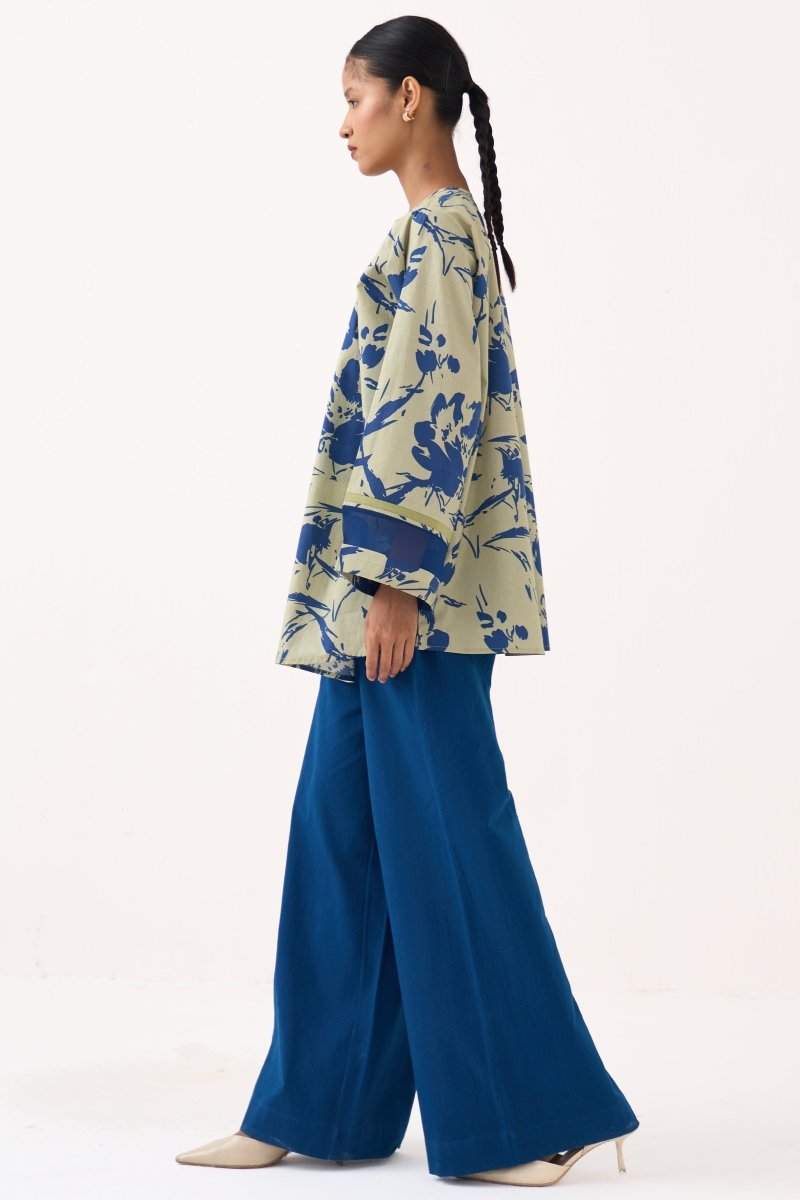 Wide Sleeve Gather Neck Top - Three Clothing