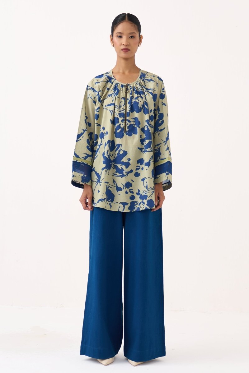 Wide Sleeve Gather Neck Top Co - ord (Set of 2) - Three Clothing