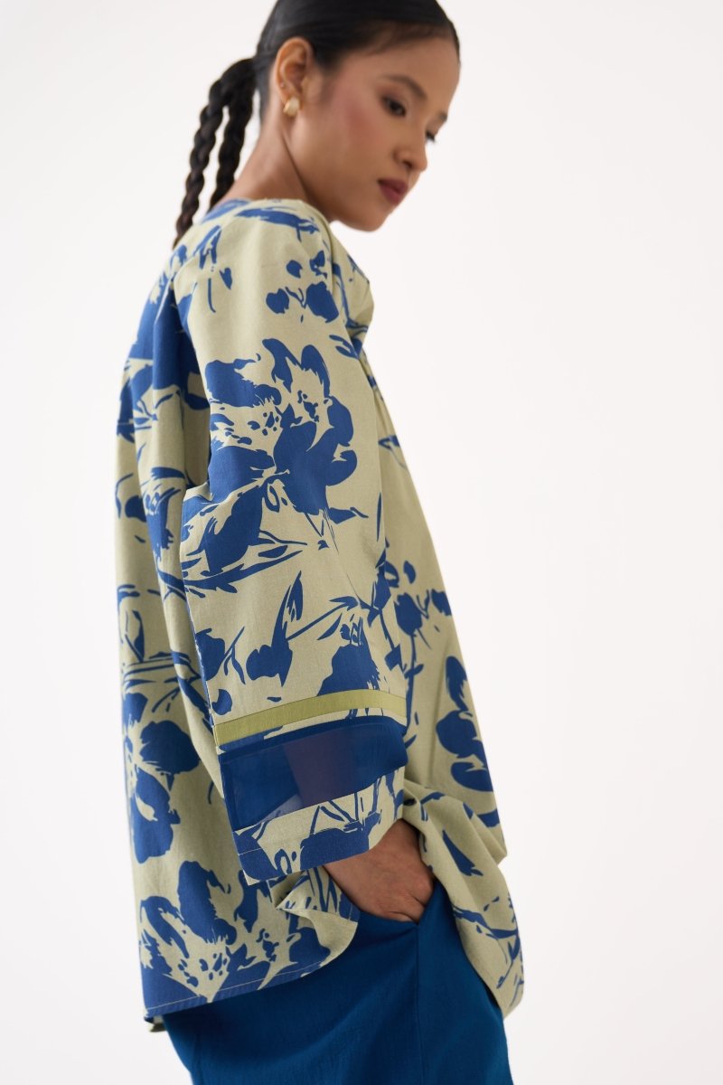Wide Sleeve Gather Neck Top Co - ord (Set of 2) - Three Clothing