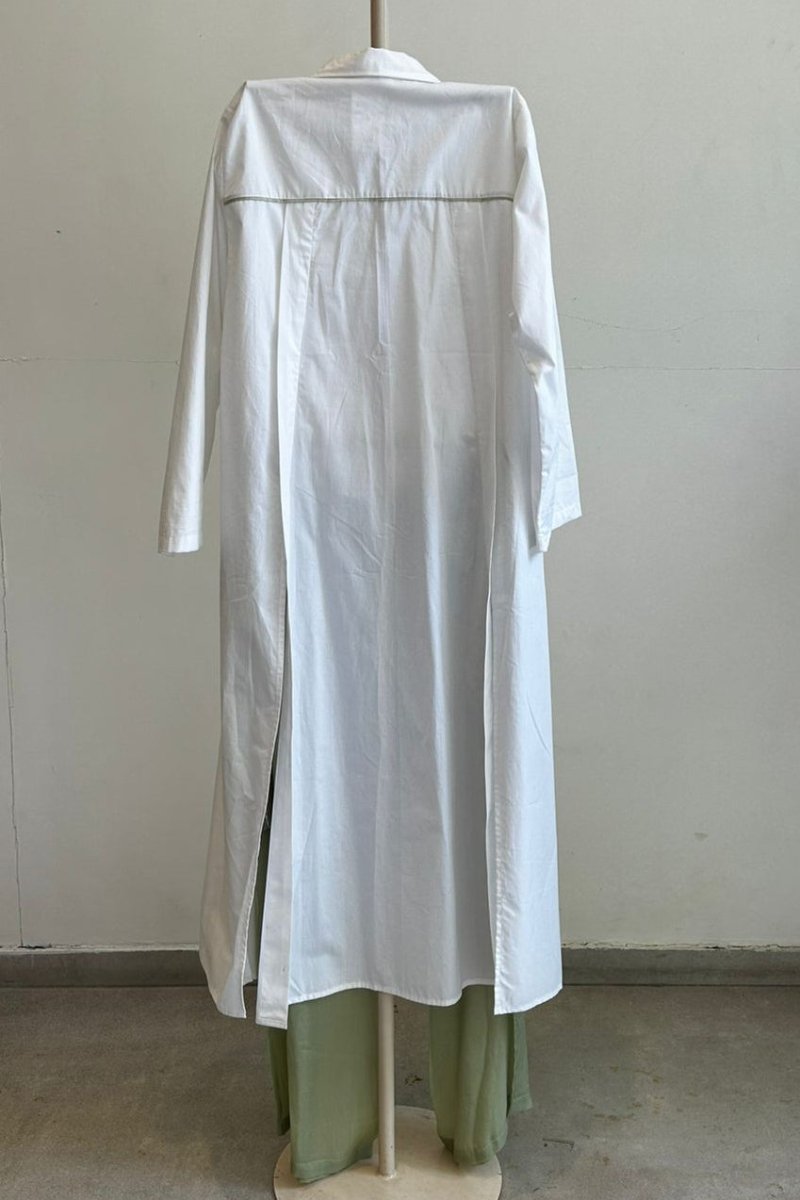 Wide Sleeve Shirt Co-ord Set of 2 White And Mint - Three Clothing