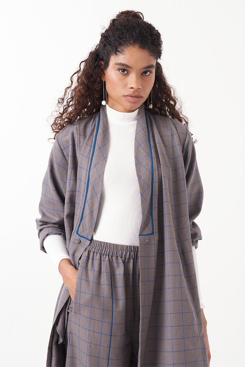 Wrap Collar Check Co - Ord (Set Of 2) - Three Clothing