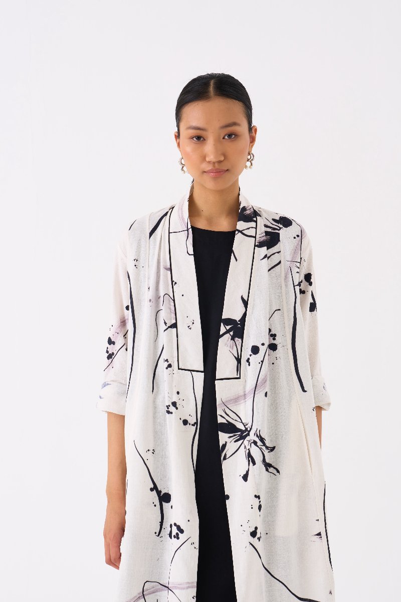 Wrap Collar Overlay Black Floral - Three