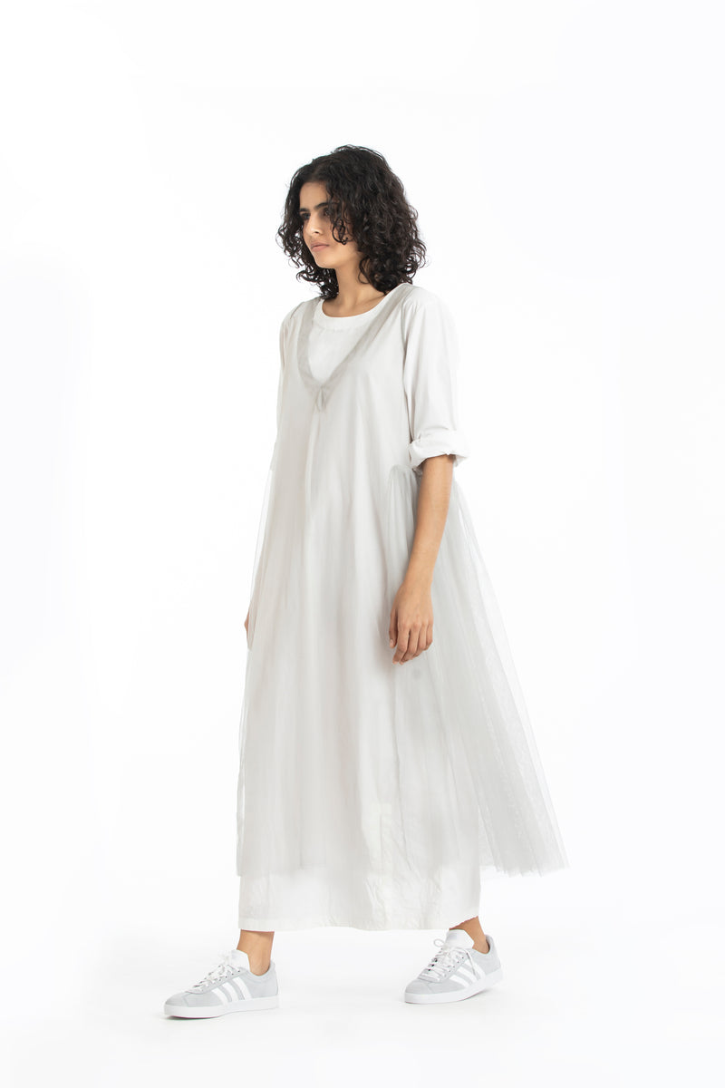 Side gather over-dress-Ash grey