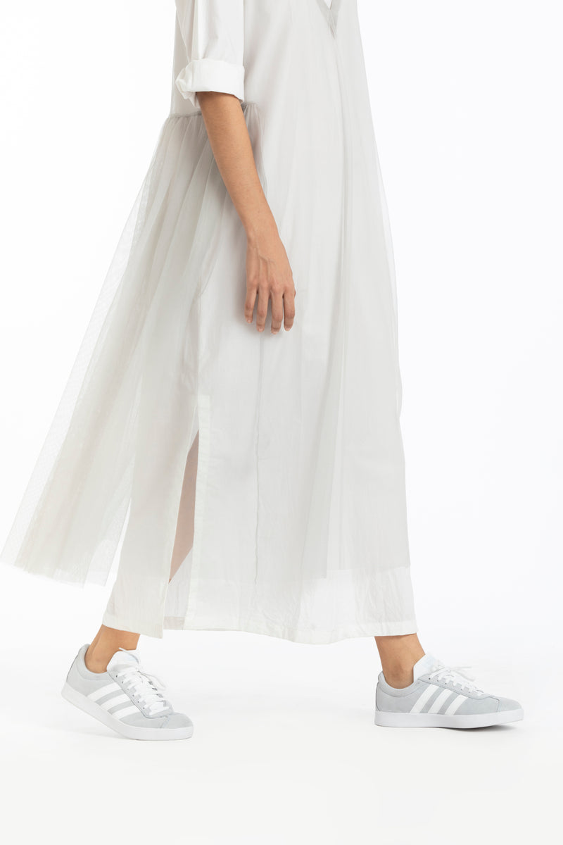 Side gather over-dress-Ash grey