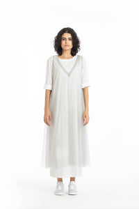 Side gather over-dress-Ash grey