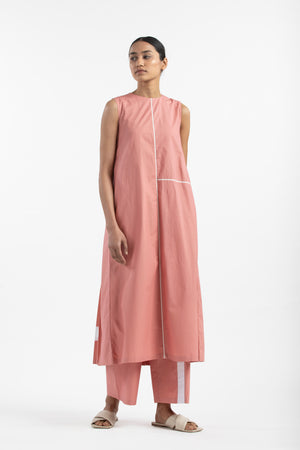 Back Pleat Dress- Dusty Rose