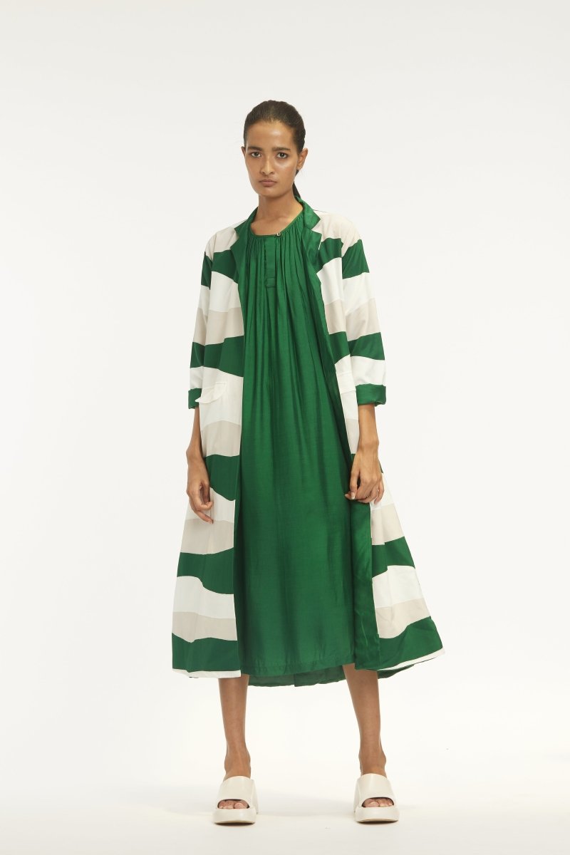 Applique Jacket Dress Co - ord Emerald Green - Three Clothing