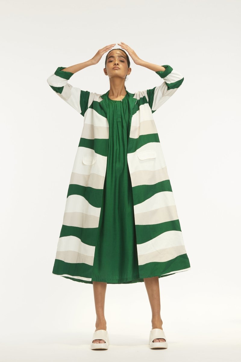 Applique Jacket Dress Co - ord Emerald Green - Three Clothing