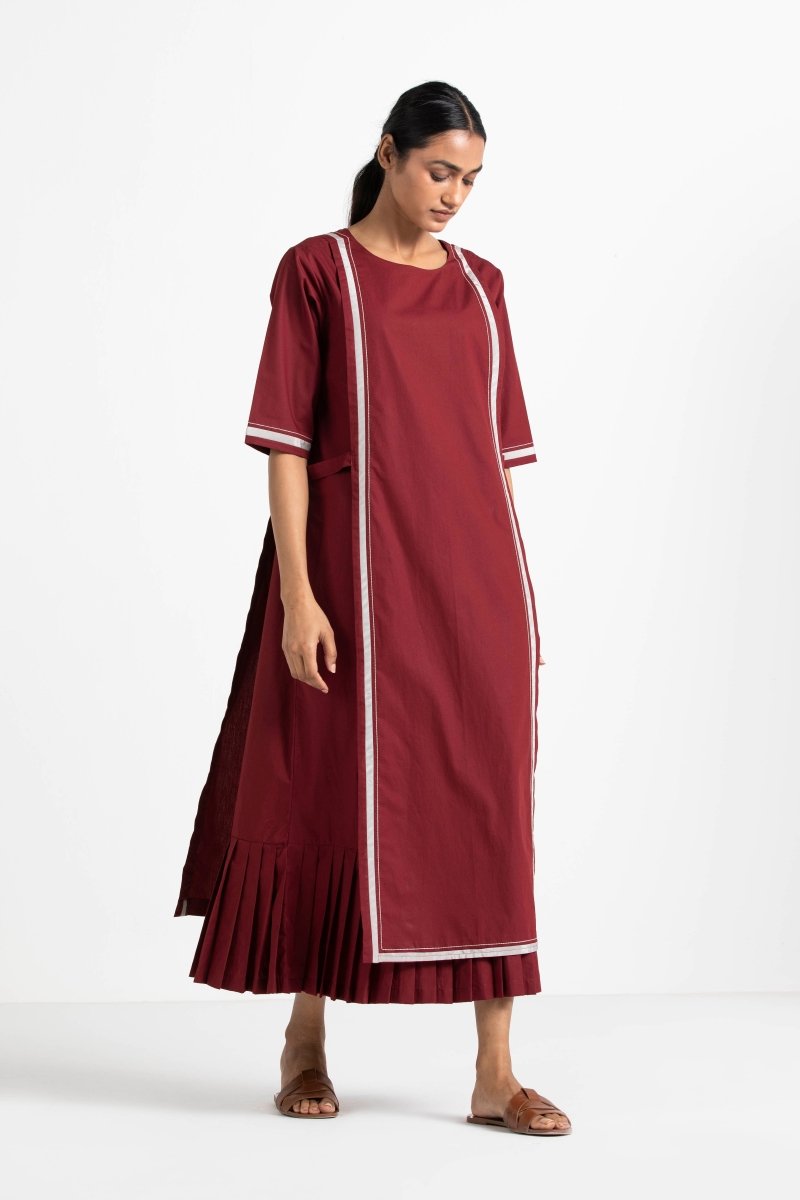 Apron Dress Crimson Red - Three