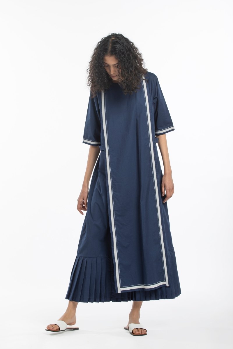 Apron Dress- Navy - Three