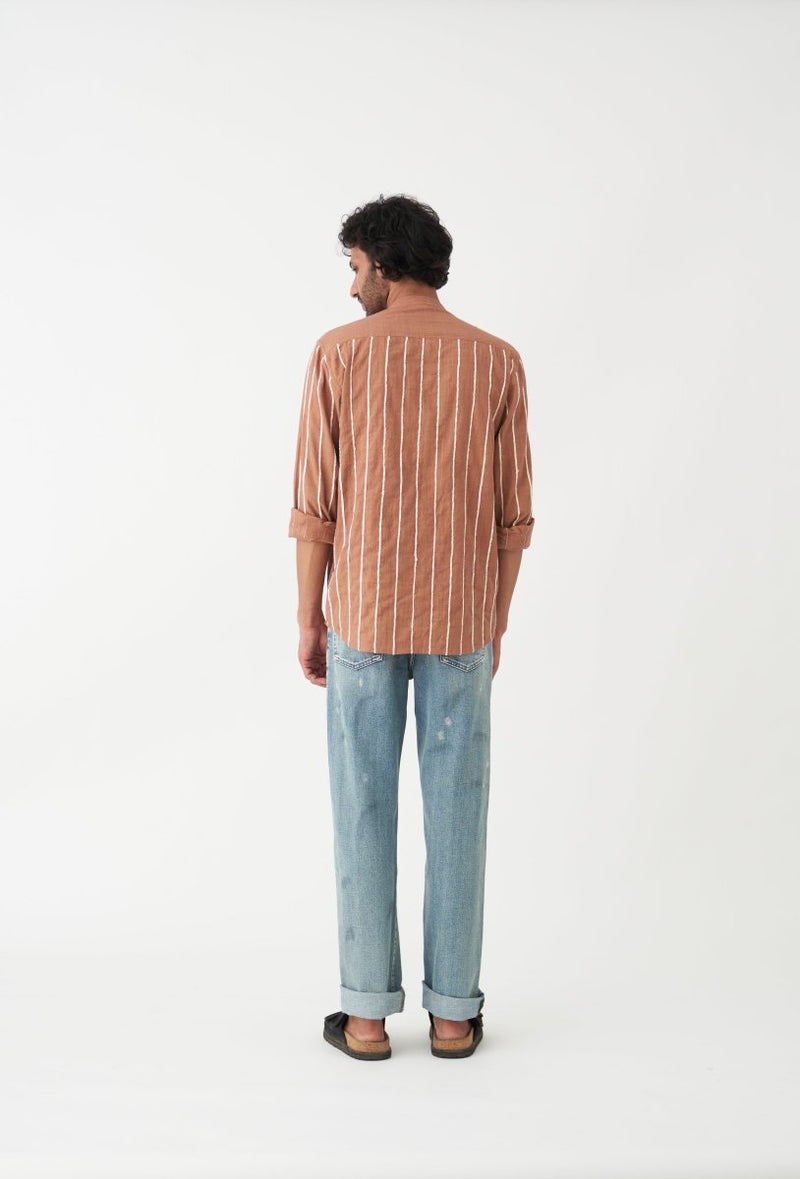 Asymmetric Pocket Detail Shirt - Champange - Three