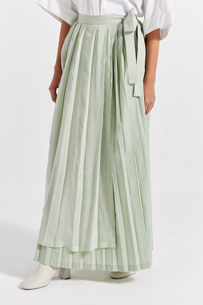 Asymmteric pleat skirt - Mint - Three