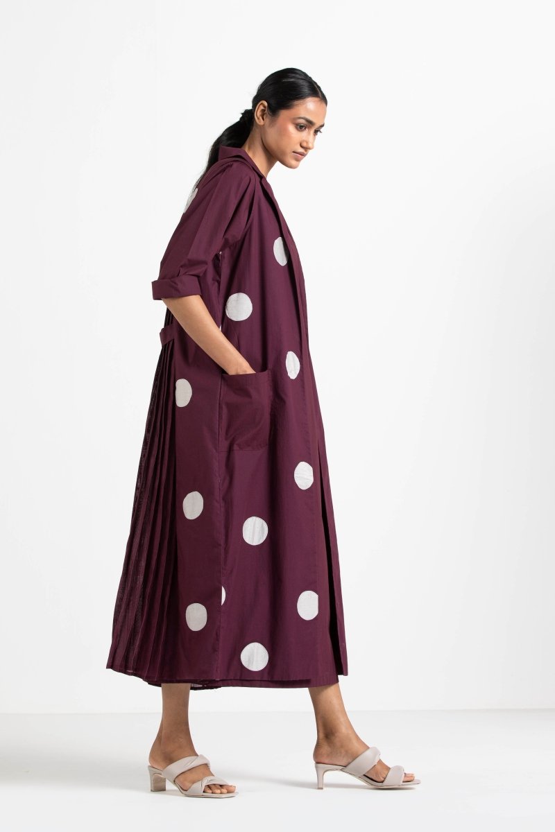 Back Pleat Applique Polka Jacket Co-ord (Wine) - Three