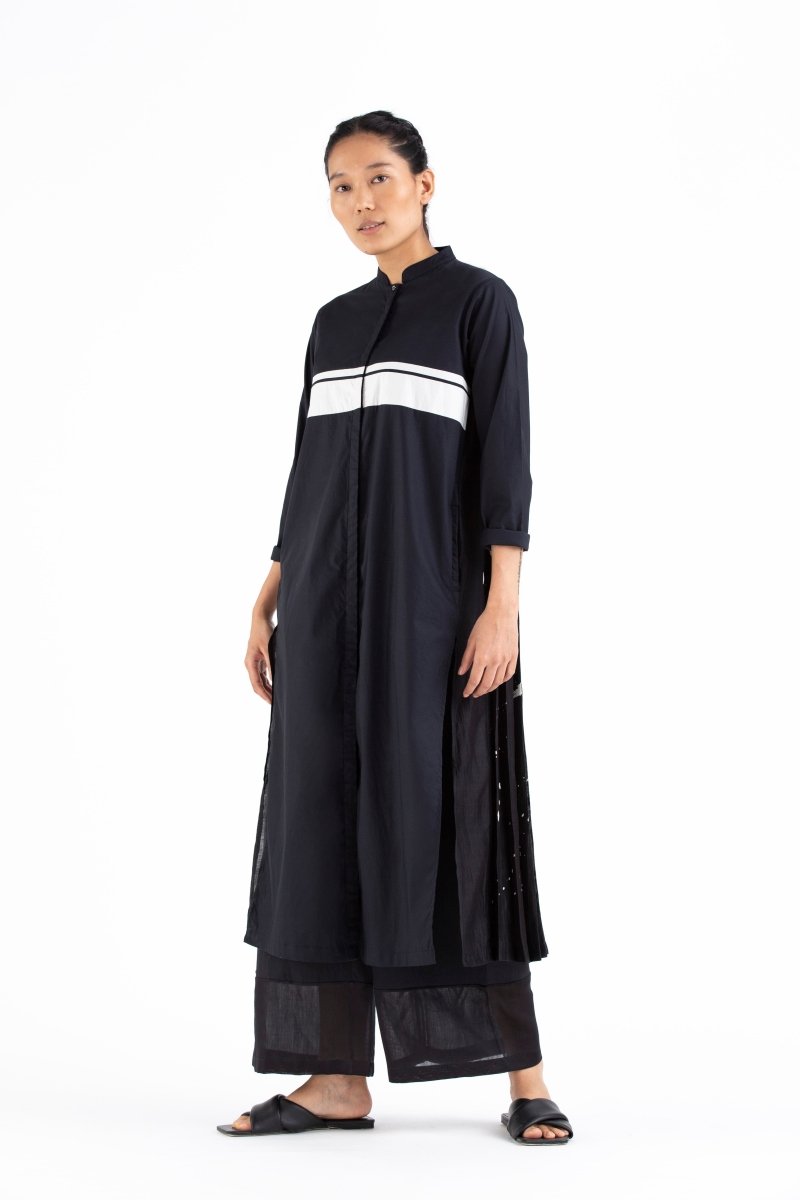 Back Pleat Jacket- Black - Three