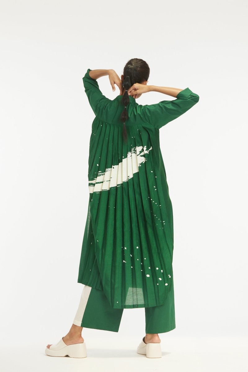 Back Pleat Jacket Co-ord Emerald Green - Three