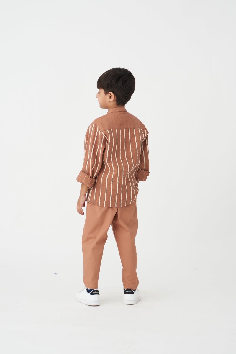 Band Collar Shirt - Champagne - Three