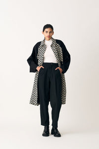 Bat Sleeve Chevron Trench Overlay Co-ord - Black (Set of 2) - Three