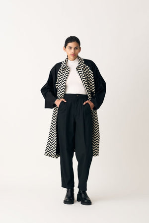 Bat Sleeve Chevron Trench Overlay Co-ord - Black (Set of 2) - Three