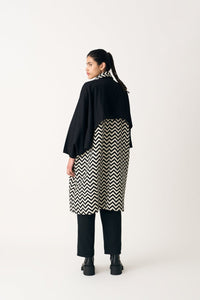 Bat Sleeve Chevron Trench Overlay Co-ord - Black (Set of 2) - Three