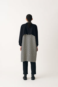 Bat Sleeve Chevron Trench Overlay Co-ord - Black (Set of 2) - Three