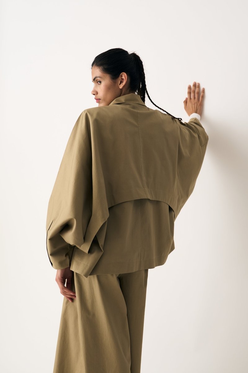 Bat Sleeve Jacket - Autumn Sage - Three