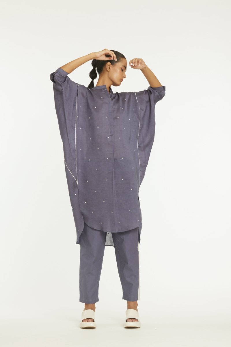 Bat Sleeve Shirt - Violet Polka - Three