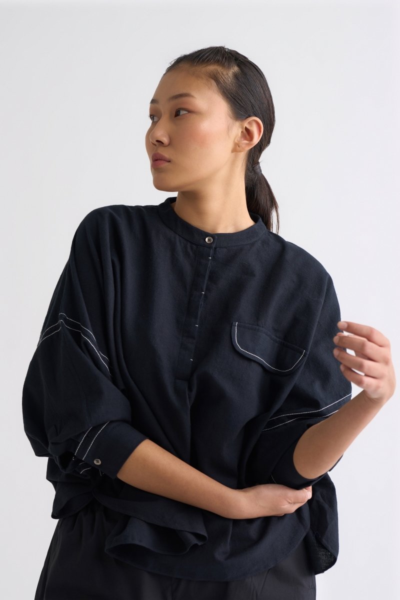 Bat Sleeve Top - Black - Three