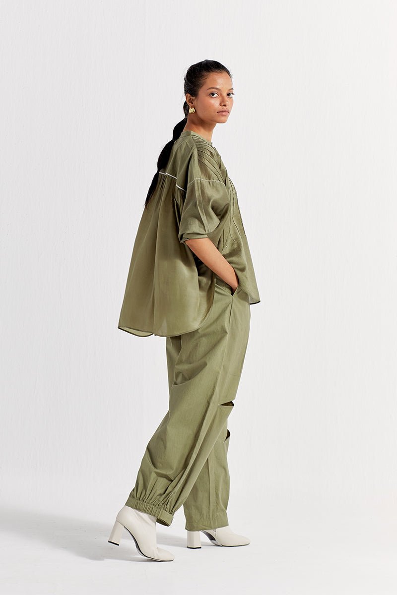 Bat Sleeve Top Co-ord (Set of 2) - Sap Green - Three