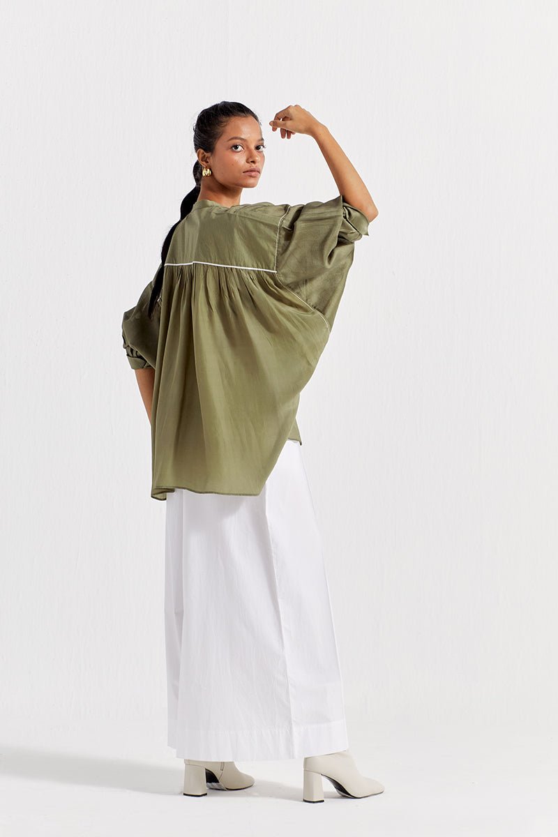 Bat Sleeve Top Co-ord (Set of 2) - Sap Green - Three