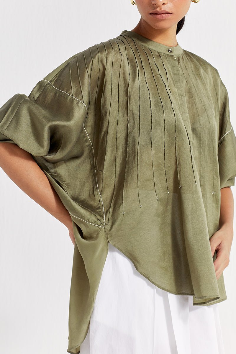 Bat Sleeve Top Co-ord (Set of 2) - Sap Green - Three