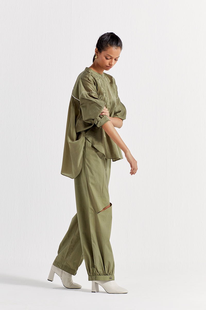 Bat Sleeve Top Co-ord (Set of 2) - Sap Green - Three