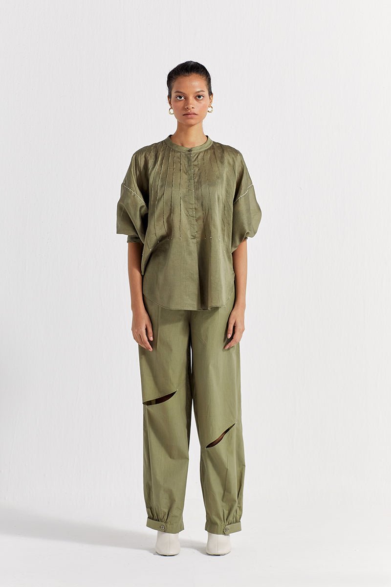 Bat Sleeve Top - Sap Green - Three