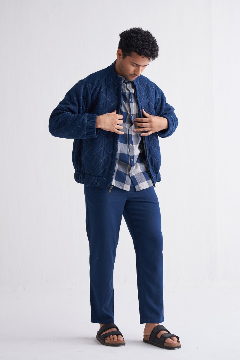Bomber Jacket Co-ord (Set of 3) - Navy - Three