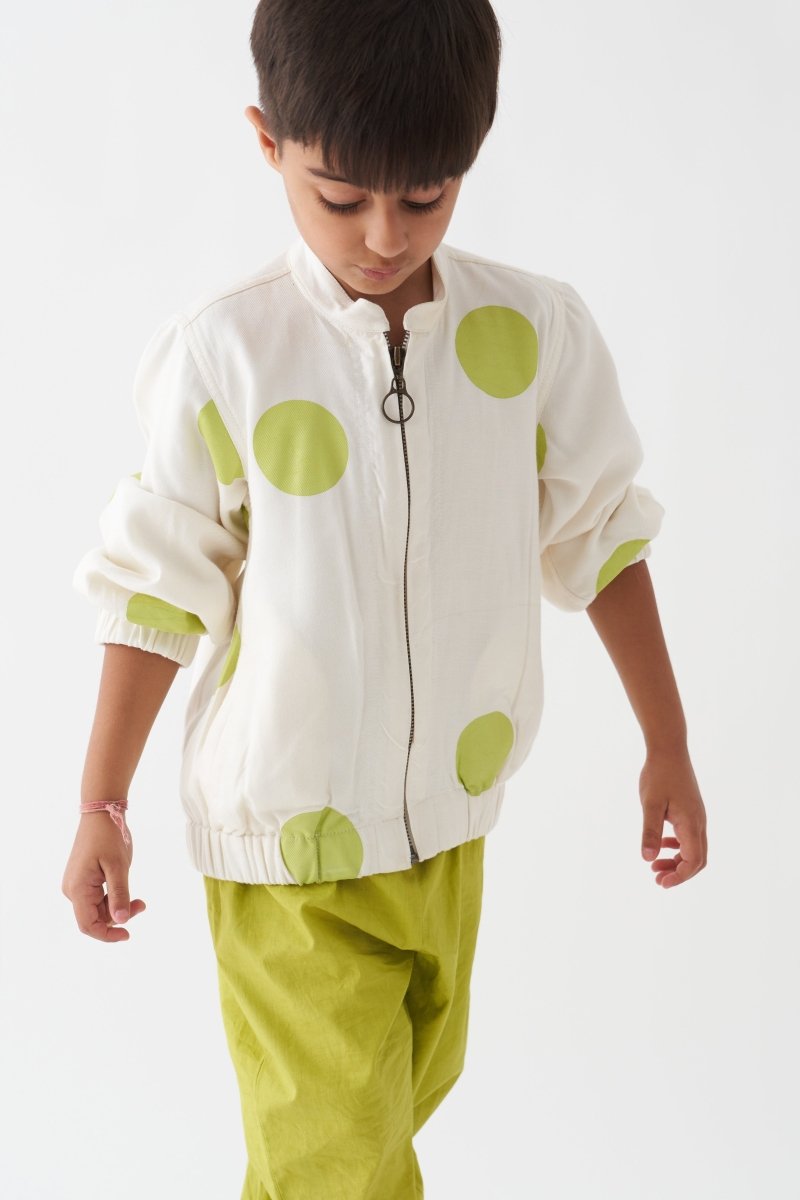 Bomber Jacket - Lime Polka - Three