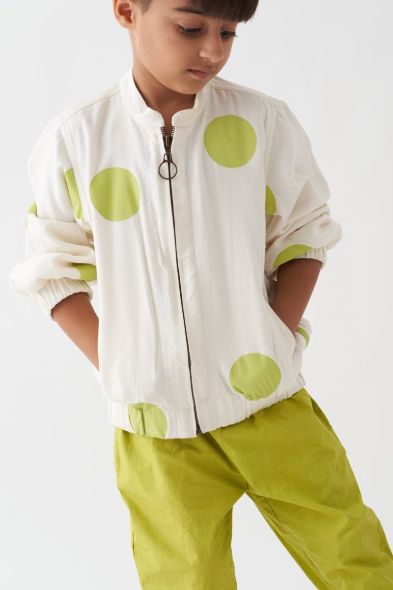 Bomber Jacket - Lime Polka - Three