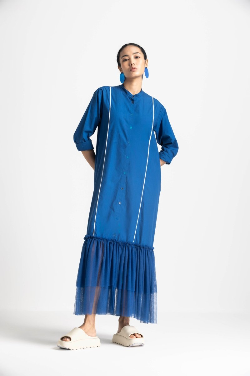 Bottom Frill Dress - Electric Blue - Three