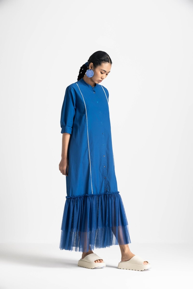 Bottom Frill Dress - Electric Blue - Three