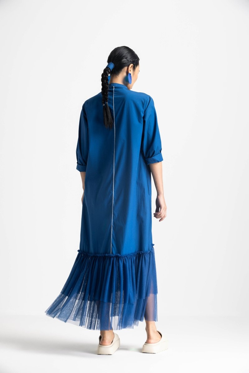 Bottom Frill Dress - Electric Blue - Three