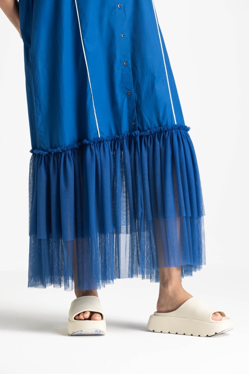 Bottom Frill Dress - Electric Blue - Three