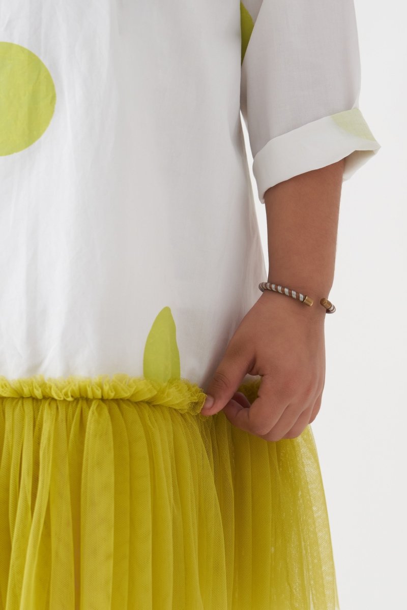 Bottom Frill Dress - Lime Polka - Three