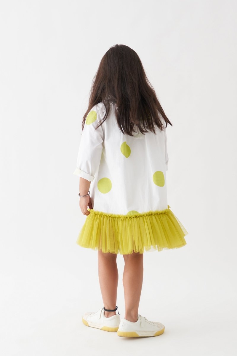 Bottom Frill Dress - Lime Polka - Three