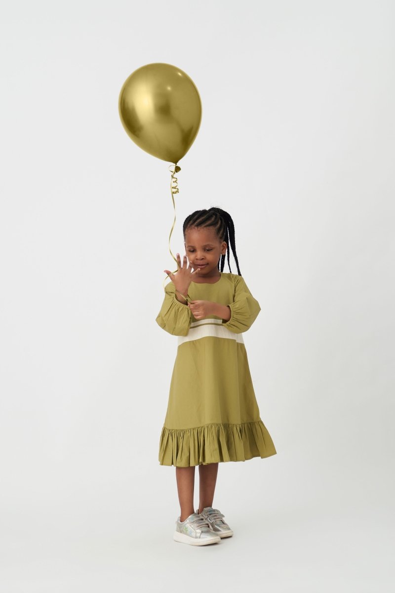 Bottom Frill Dress - Moss Green - Three